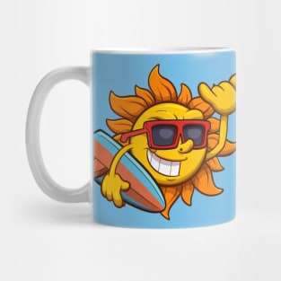 Cool Sun Character With Surf Board Mug